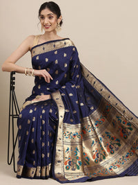 Pandadi Saree Women's  Paithani Silk Saree With Blouse Piece