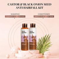 Just Herbs Anti Hairfall Control Kit (Shampoo 100ml+Conditioner100ml) with Goodness of Natural Vitamin E, Bhringraj & Black Onion Seed for Shiny, Smooth Hair - All Hair Types