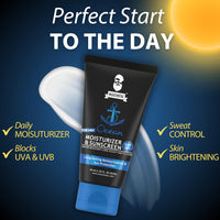 Muuchstac Mens Ocean Moisturizer & Sunscreen Matte Look Spf 18+ Cream With Turmeric & Aloe Vera Beads, Non-Sticky & Water Resistant 45 Ml - All