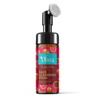 Olivia Youthful Glow Face Cleansing Foam, Built In Brush Face Wash For Deep Cleansing, Massage, Exfoliate, Glowing Bright Skin With Grapefruit Extract & Vitamin C - 150Ml