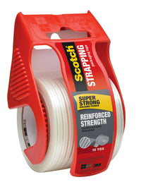 Scotch Reinforced Strength Shipping Strapping Tape with Dispenser, Clear, 1.88