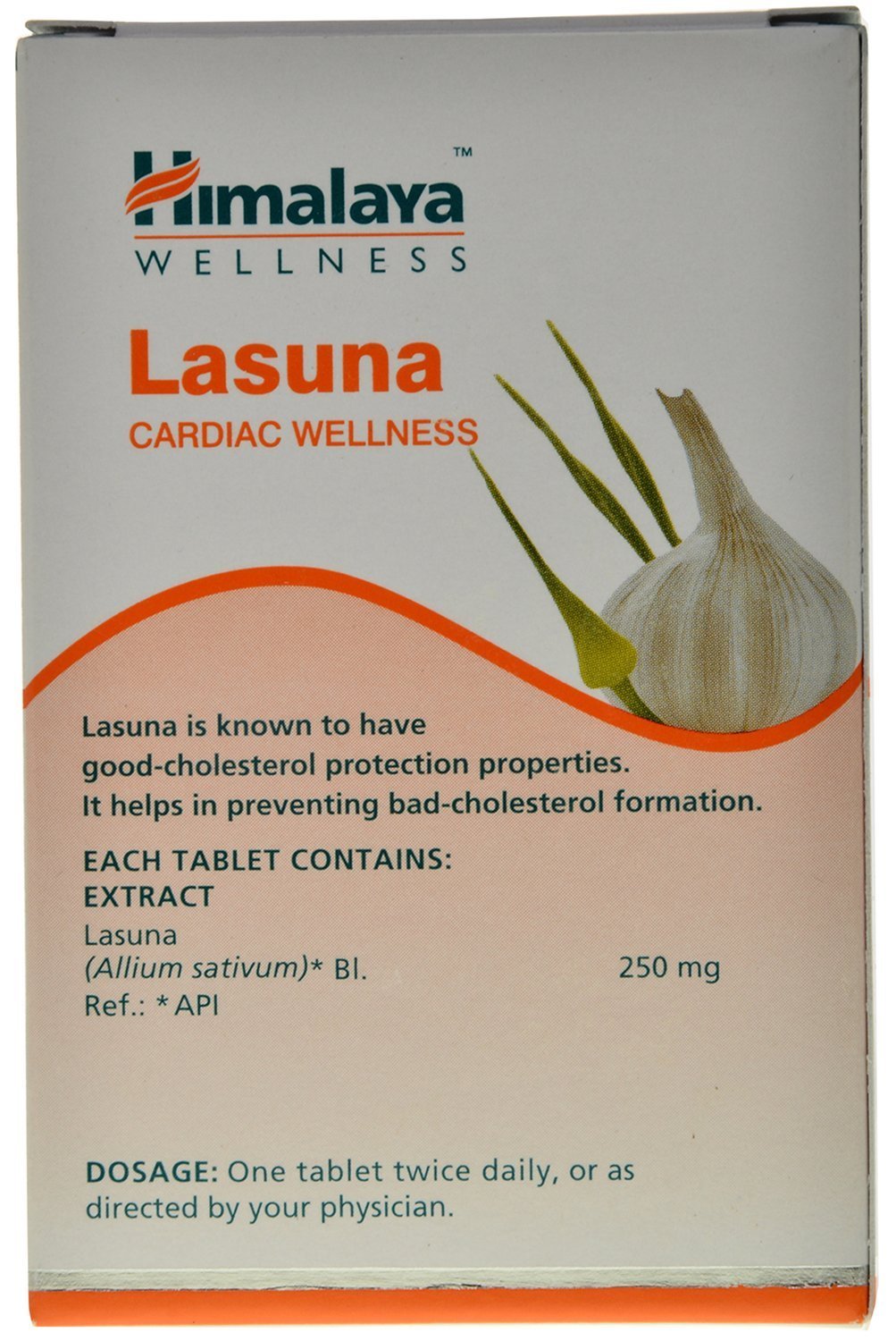 Himalaya Pure Herbs Lasuna Cardiac Wellness Tablets, White, 250 mg, 60 Count