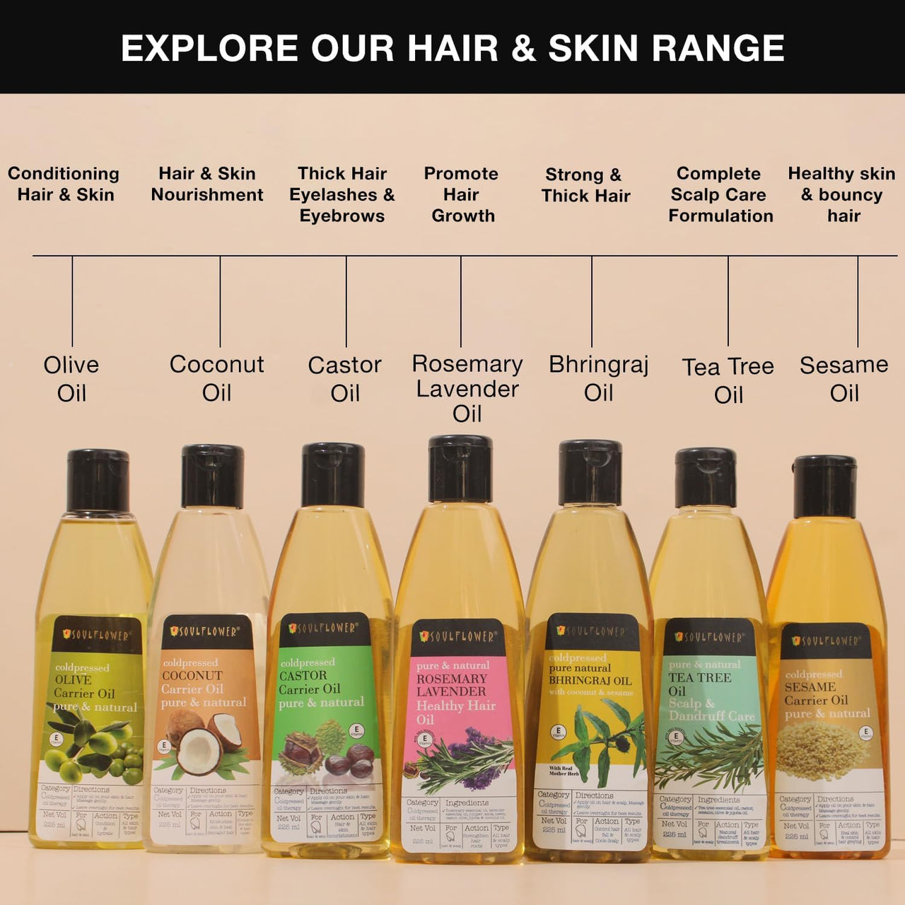 Soulflower Maha Bhringraj Oil for Hair growth 225ml | Natural Hair Growth, Strengthening & Nourishing Roots | Anti-Dandruff, Cooling Scalp Relief | Coconut & Sesame Oil Blend | Pure & Organic