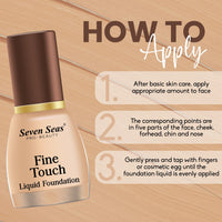 Seven Seas Fine Touch | Long Lasting | Waterproof | Lightweight Liquid Foundation Matte Finish Foundation for Face Makeup (Natural, 12ML)