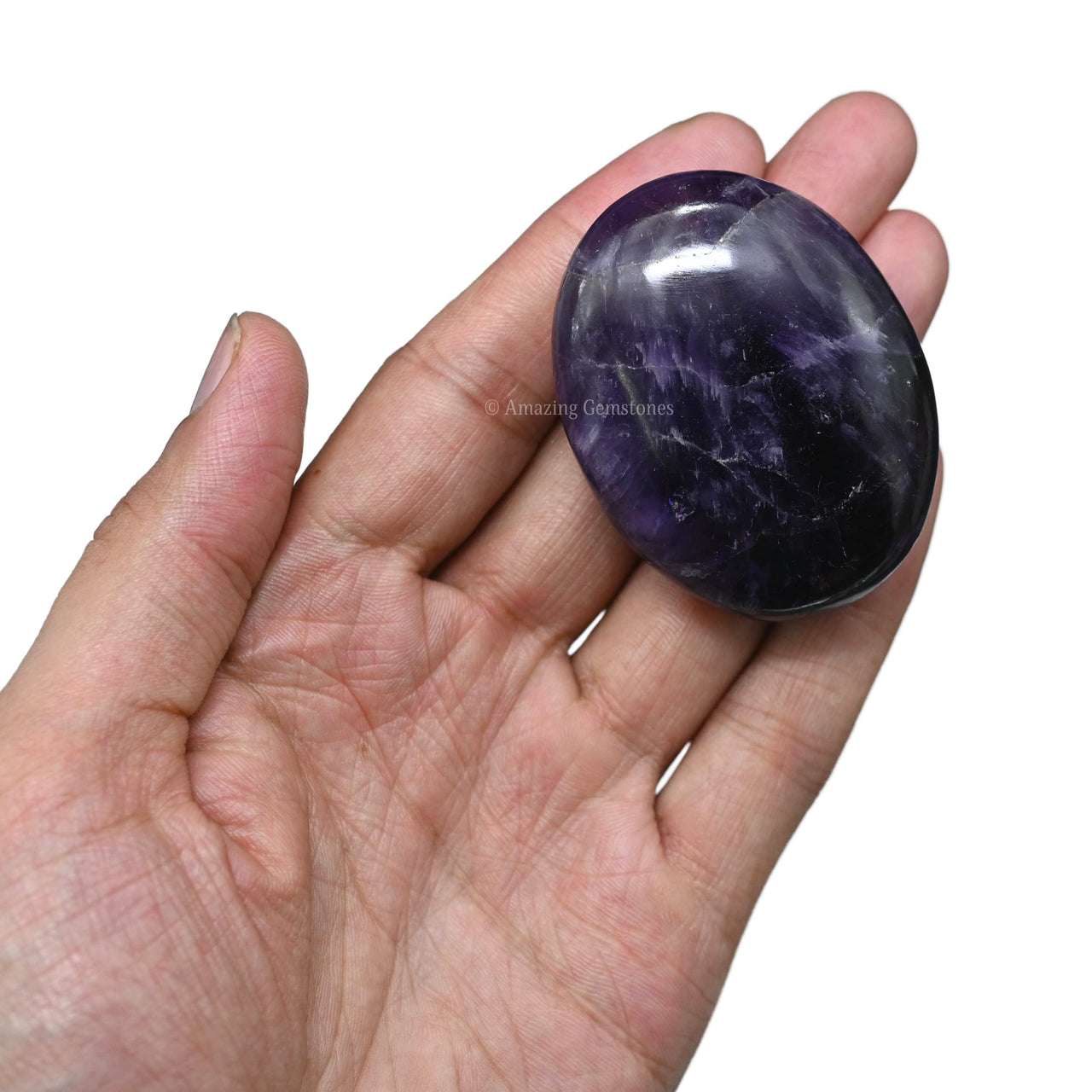 Amethyst Massage Polished Crystal Palm Stone, Large Size Amethyst Stone for Chakra Balancing, Reiki Healing and Crystal Grid