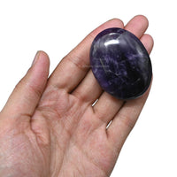 Amethyst Massage Polished Crystal Palm Stone, Large Size Amethyst Stone for Chakra Balancing, Reiki Healing and Crystal Grid