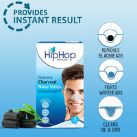 Hip Hop Skincare Charcoal Nose Strips for Men - Blackhead Remover (3 Strips), blue