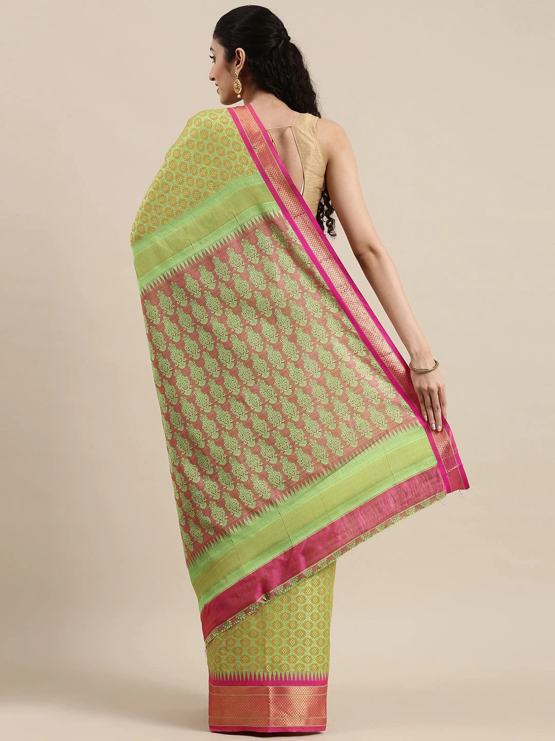 Pandadi Saree Women's  Cotton Silk Saree With Blouse Piece