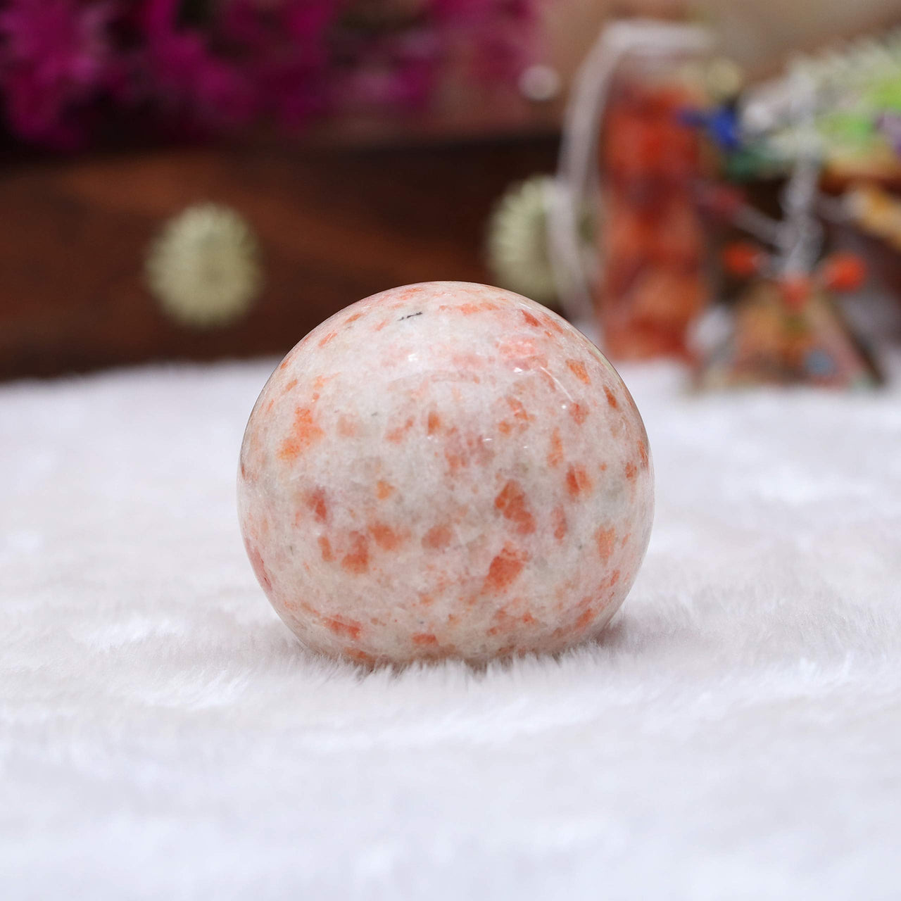 Sunstone | Crystal Sphere Ball | Gemstone Ball with Stand | Natural Gemstone for Healing Crystals | Crystal Balls for Witchcraft | Chakra Balancing | Spiritual Gift Home Décor | Size :- 50-60 mm Sunstone Crystal Sphere