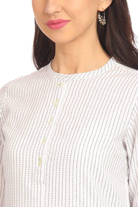 BIBA Womens Mandarin Collar Stripe Kurta