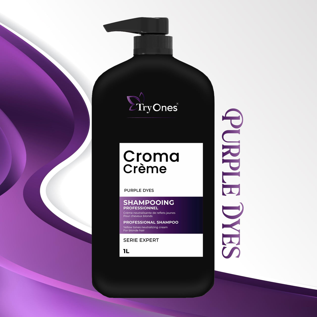 Tryones Croma Creme Purple Expert Shampoo Intensive Hair Growth Therapy | Anti Hairfall Shampoo that Maintains Shine 1000 ml