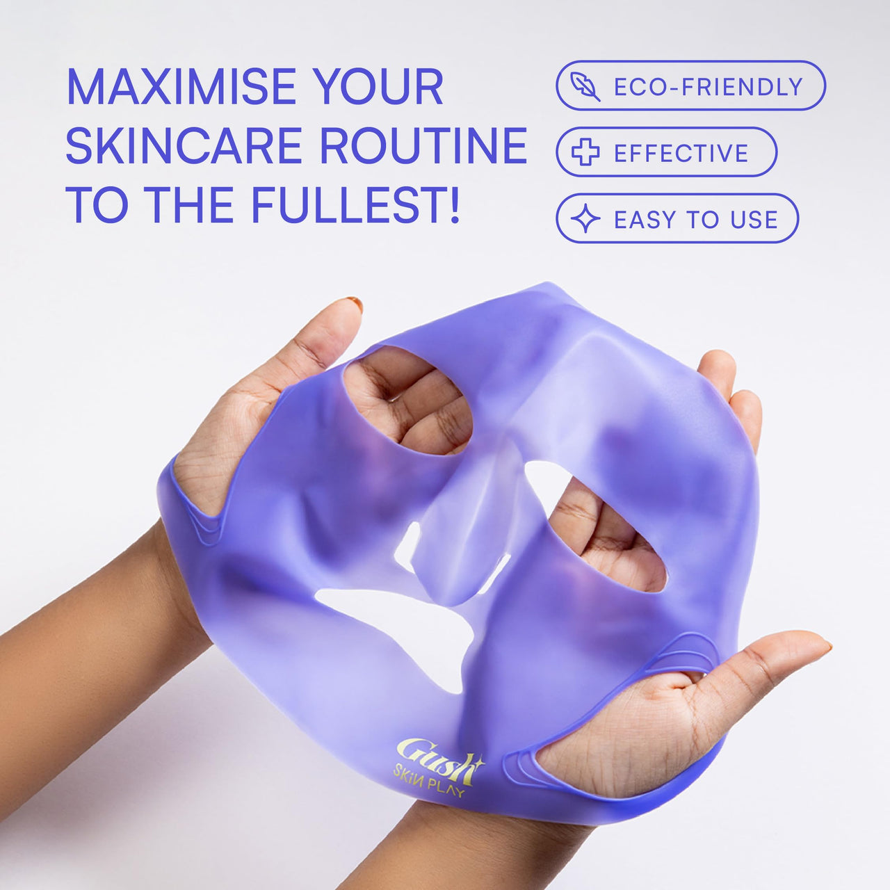 Gush Beauty Snatched Mask Reusable Silicone Sheet Mask | Eco-Friendly & Customizable Skincare | Enhances Product Absorption & Locks in Moisture | Comfortable & Durable Design | 1 Count