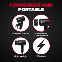 BEARDO Styling Gun Ultra Compact Hair Dryer | 1100 Watts Foldable Hair Dryer | 3 Heat 2 Speed Setting | Hair Dryer For Men | Travel Friendly | Stylish Matte Black Finish | Gift For Brother | Gift For Friends | Gift for Husband