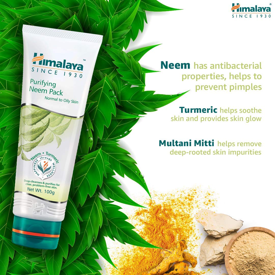 Himalaya Herbals Purifying Neem Face Wash, 200ml & Herbals Purifying Neem Pack, 100g Combo