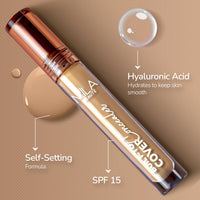 Mila Beauté Built to Cover Liquid Concealer for Women With Spf & Hyaluronic Acid| Full Coverage Matte Finish Concealer for Dark Circles | Easily Blendable & Waterproof Formula| Suitable for Indian Skin Tones - 103Y Cream Vanilla