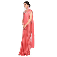 Cloud walker Women Soft Satin Silk Saree With Digital Printed Unstiched Blouse Piece(5.5m Saree +0.8m Blouse Piece).