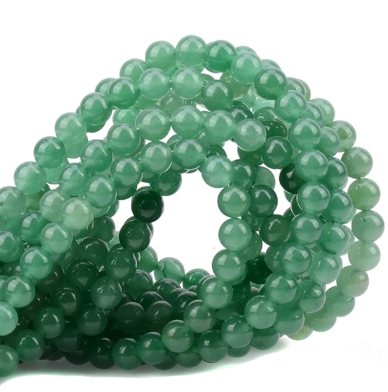 100Pcs Natural Crystal Beads Stone Gemstone Round Loose Energy Healing Beads with Free Crystal Stretch Cord for Jewelry Making (Green Aventurine, 8MM) Green Aventurine