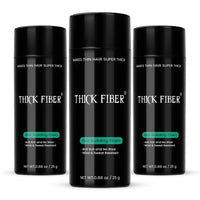 THICK FIBER - Fibers for Thinning Hair & Bald spots (BLACK, Pack of 3) - 25g Bottle - Conceals Hair Loss in Seconds For Women & Men
