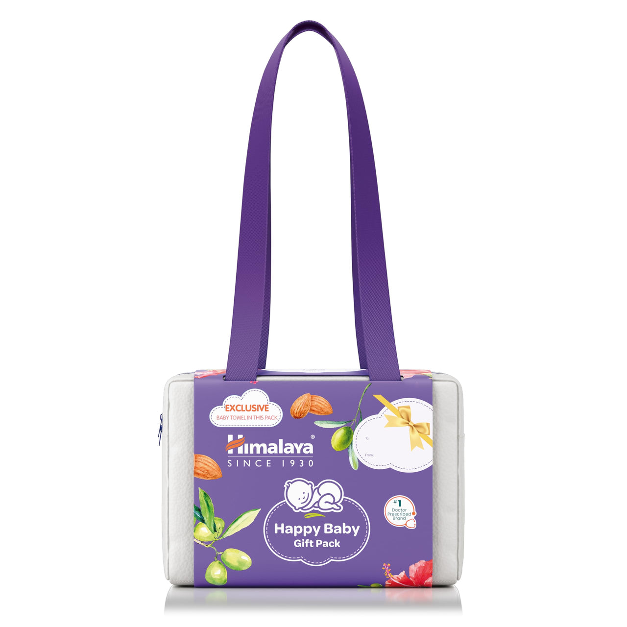 Himalaya Happy Baby Gift Pack with Maternity Bag - Pack of 13 with Free Towel & Powder Puff - Soap, Lotion, Powder, Oil, Wipes, Cream, Shampoo and Much More