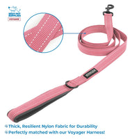 Voyager Reflective Dog Leash Collar Set with Neoprene Handle Supports Small, Medium, and Large Breed Puppies, Cute and Heavy Duty for Walking, Running, and Training - Pink, L Leash Collar Set (Pink) Leash Collar Set (1