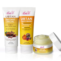 Iba Ubtan Essentials Skin Care Regime Combo for Glowing Skin | Removes Tan & Radiant Skin (Ubtan Face Wash (100ml), Ubtan 3 in 1 Instant Facial (100g), Ubtan Face Cream (50g))