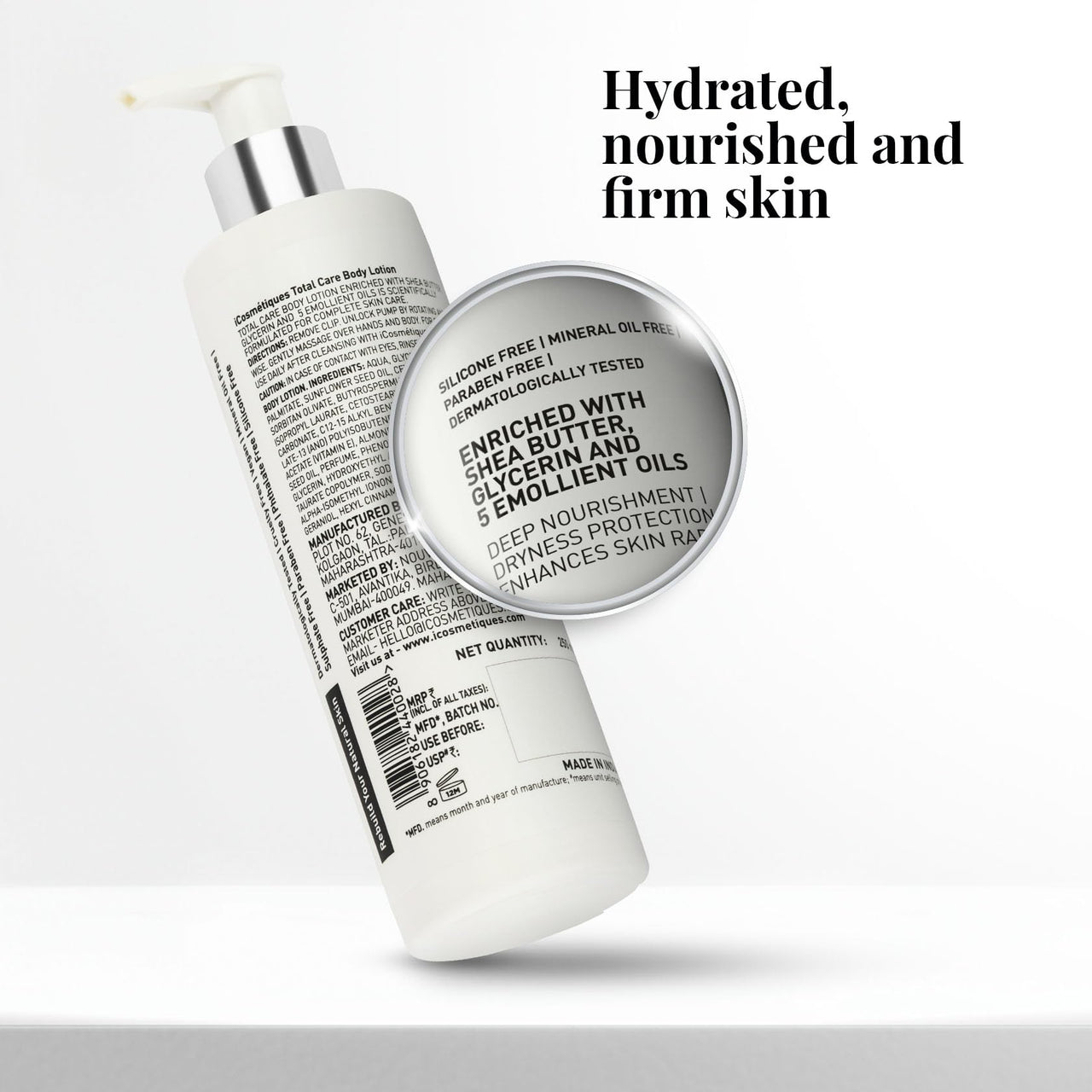 iCosmetiques Body Lotion |Mineral Oil & Silicone-Free |Shea Butter & Glycerin |Deep Moisturizer for Dry Skin |Radiant, Nourished Skin |Unisex Total Care Formula |250ml