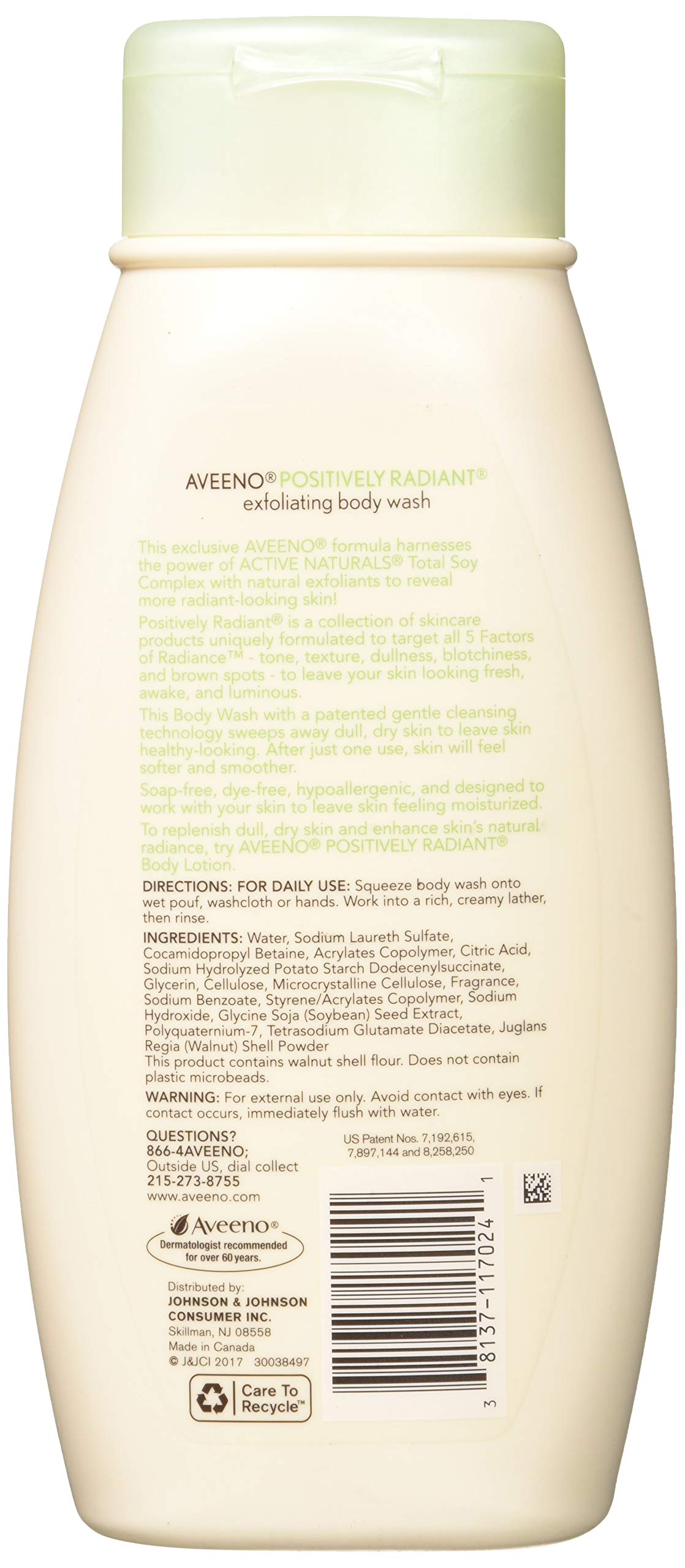 Aveeno Positively Radiant Body Wash Exfoliating 18 Ounce (532ml)