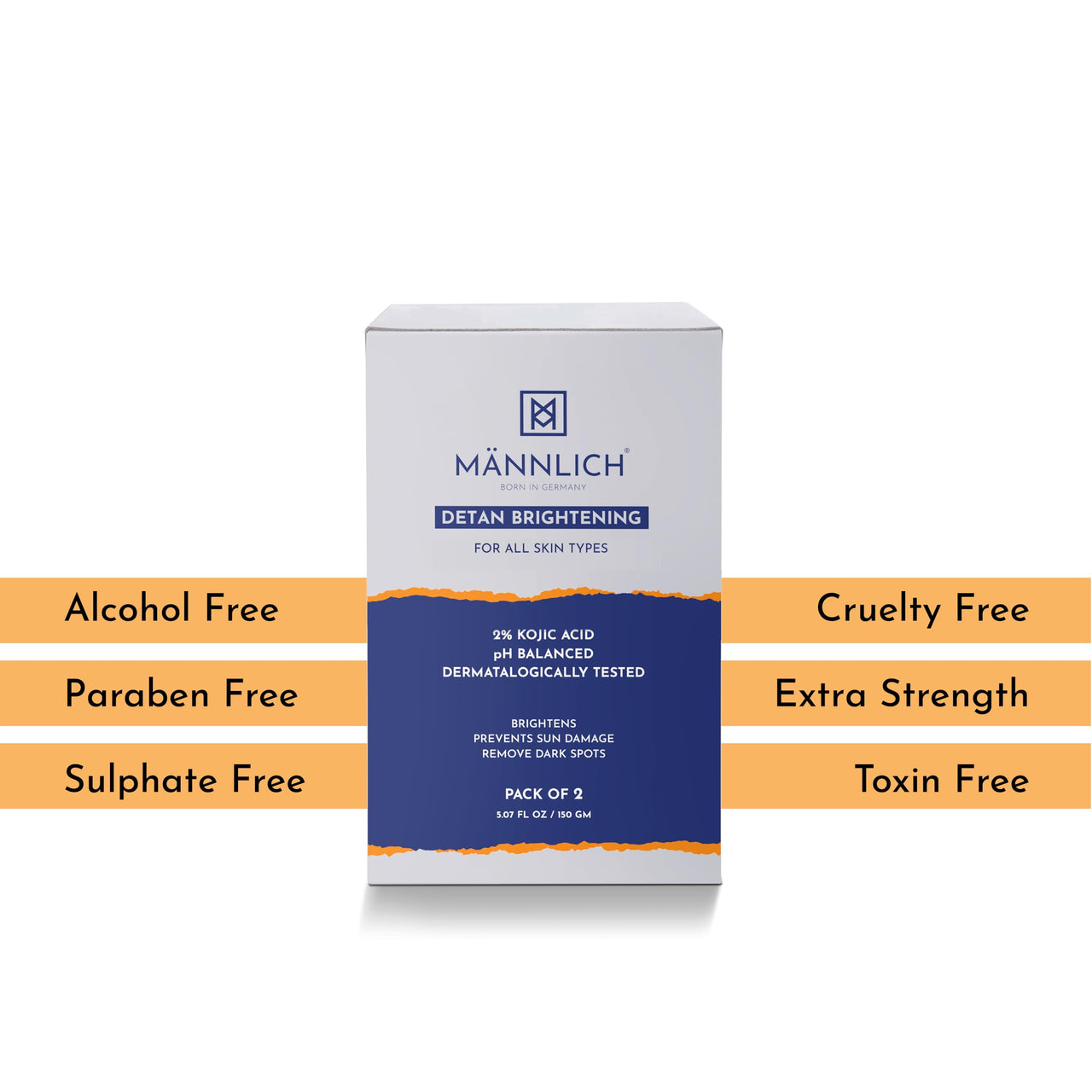 Mannlich 2% Kojic Acid Exfoliating Soap with Alpha Arbutin, Glycolic Acid, Niacinamide & Activated Charcoal | For Pigmentation, Dark Spots, Tan Removal, Brightens Underarms | pH Balanced, SLS Free, Dermatologically Tested | 75 g (Pack of 2)