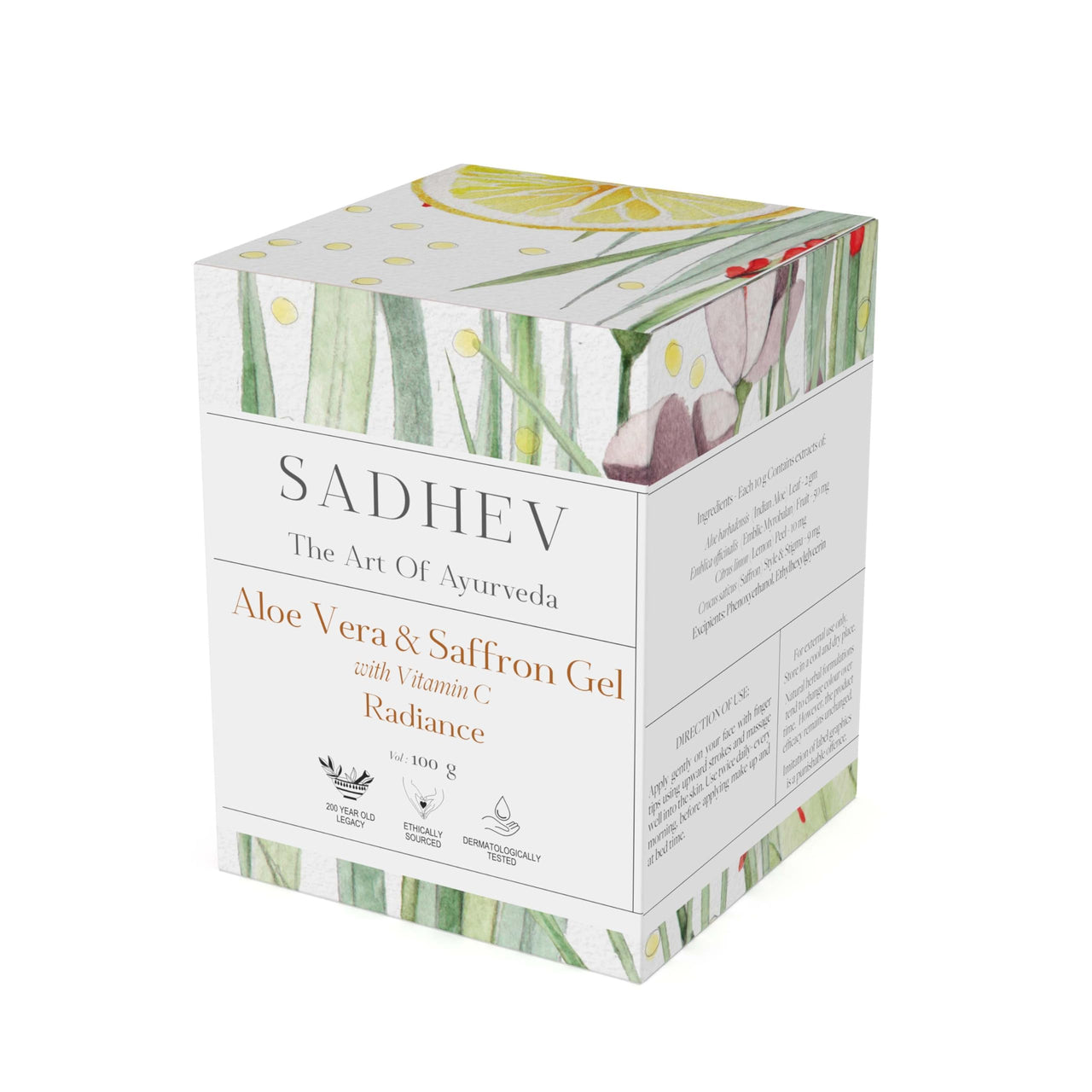 Sadhev's Aloe Vera & Saffron Face Gel with Vitamin C For Radiance, Suitable for All Skin Type, Paraben & Sulphate Free - 100 g - (Pack of 1)