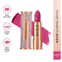MyGlamm POUT by Karan Johar Intense Matte Plumping Lipstick - Controversial Pout (Fuschia Pink Shade) | Highly Pigmented, Long Lasting, Lightweight, Creamy Matte Lipstick For Lip Makeup (4g)