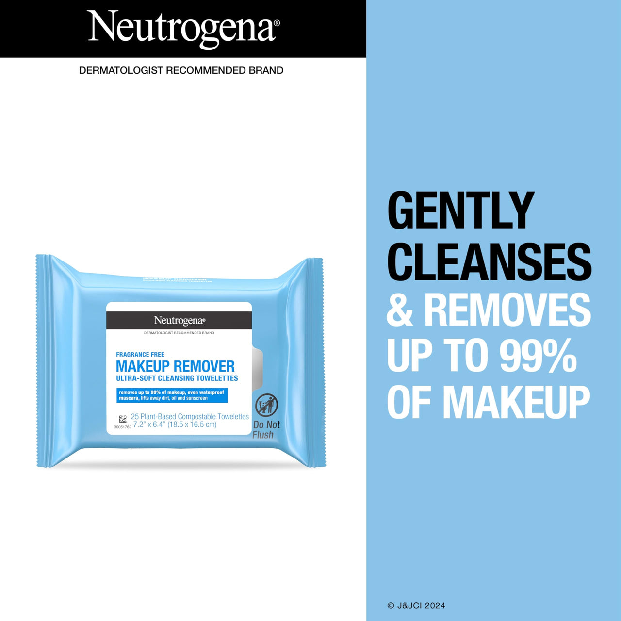 Neutrogena Fragrance-Free Make-Up Remover Cleansing Towelette, 25 Count