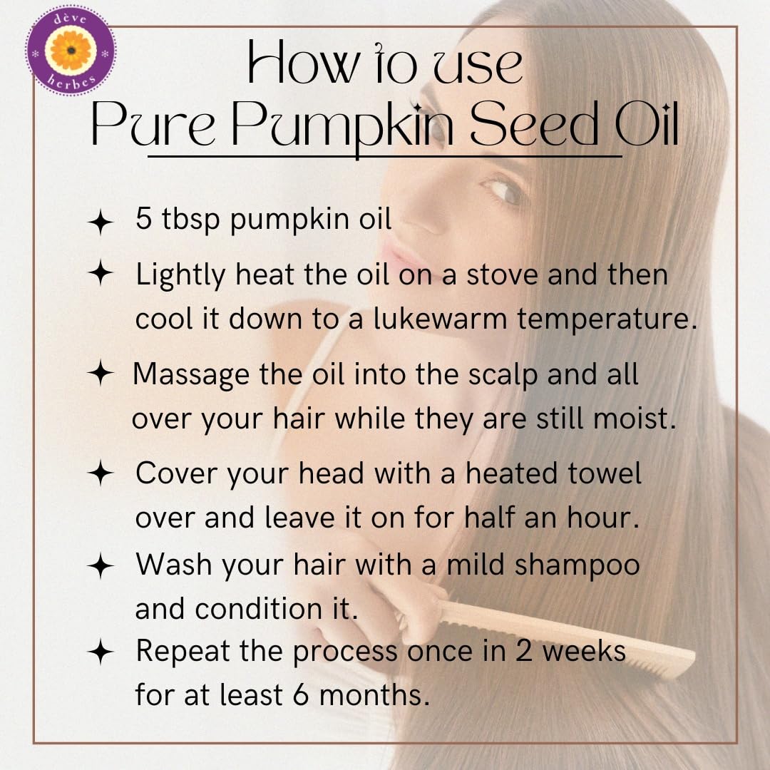 Deve Herbes Pure Pumpkin Seed Oil (Cucurbita pepo) with Glass Dropper | Cold Pressed | Natural | Undiluted | For Diluting Essential Oils | For Hair, Skin & Massage | Men & Women | 15ml
