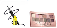 Maybelline New York The Blushed Nudes Palette Eyeshadow, 9g & Maybelline New York Colossal Bold Eyeliner, Black, 3g