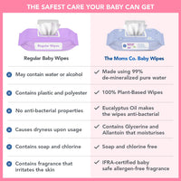 The Moms Co Rash Free Baby Wet Wipes, 99% pure water, 100% plant-based with Aloe Vera, Calendula, Eucalyptus Oil & Vitamin E | Anti-bacterial, Allergen Free & Non-Irritating - Pack of 1