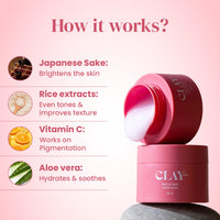 Clayco Hydrating Rice & Sake Sleep Mask 50 ML | Clay Face Mask for Glowing Skin | Japanese Skincare Collagen Mask | Sulfate-Free Vegan Night Cream For Women | Best Skin Care Product For Glass Skin