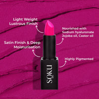 SOKU Censored Matte Long Lasting Lipstick for Women | Creamy Lipstick | Enriched with Jojoba Oil | Moisturising & Waterproof | Smooth Finish & Lightweight (Daring Darling 10) - 4.2g