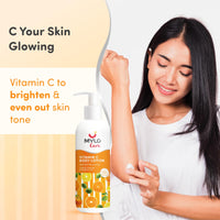 Mylo Vitamin C Body Lotion with Shea Butter, Olive Oil & Niacinamide | 24 Hours Hydration | Balances Skin Tone | Reduces Hyperpigmentation 275 ml