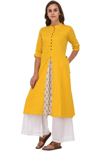 Pistaa's  Women Cotton Printed Cut Regular Kurta