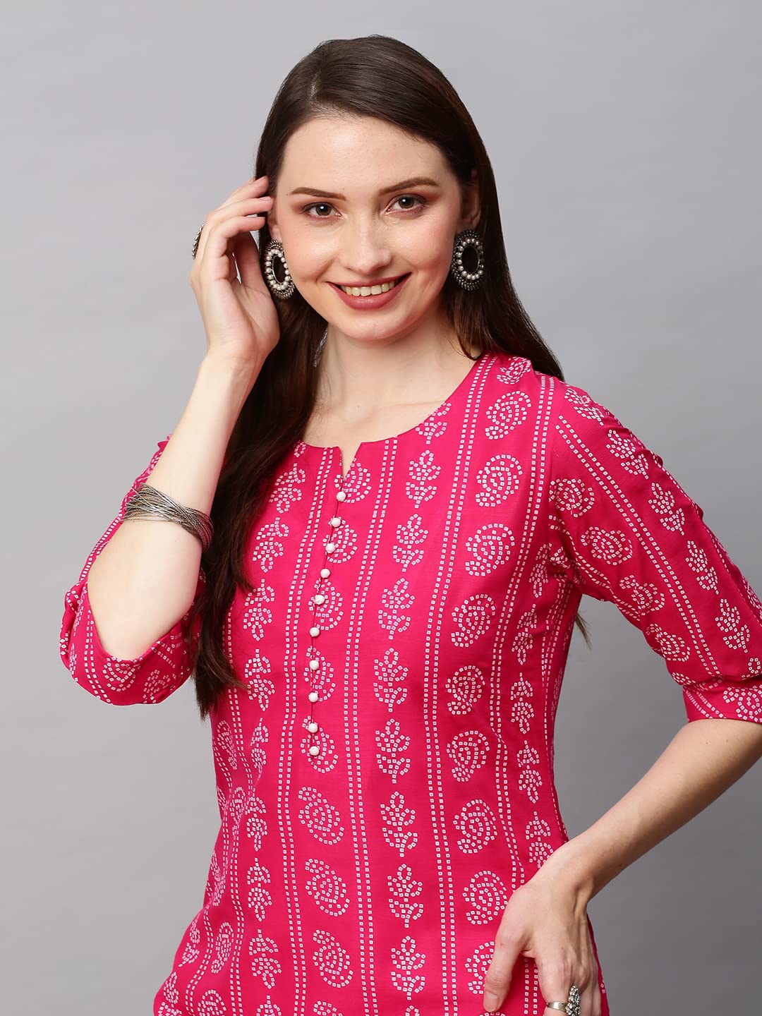 GoSriKi Women's  Cotton Blend Printed Straight Kurta