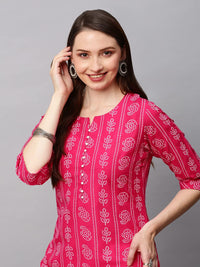 GoSriKi Women's  Cotton Blend Printed Straight Kurta