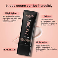 ellasio Strobe Cream - Blush Pink | Face Illuminator & Primer with Hyaluronic Acid, Squalene & Japanese Sakura | Dewy Glow, Hydration, Non-Comedogenic for All Skin Types - 30g