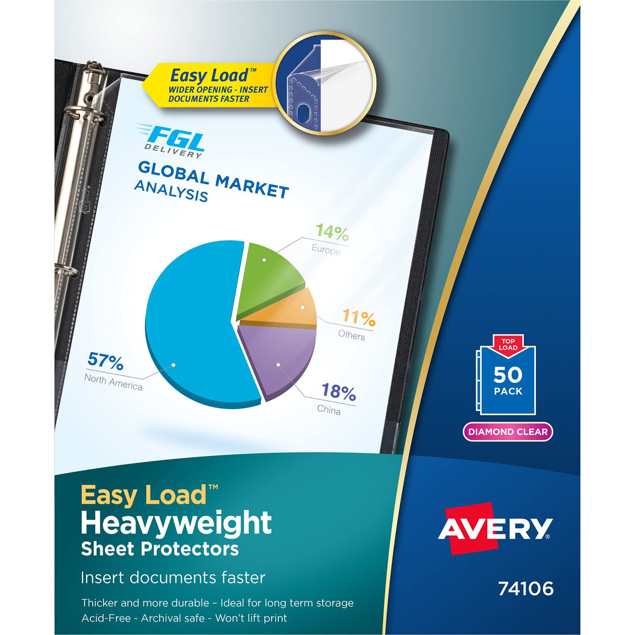 Avery Heavyweight Diamond Clear Sheet Protectors, 8.5" x 11", Acid-Free, Archival Safe, Easy Load, 50ct (74106) 50 pack