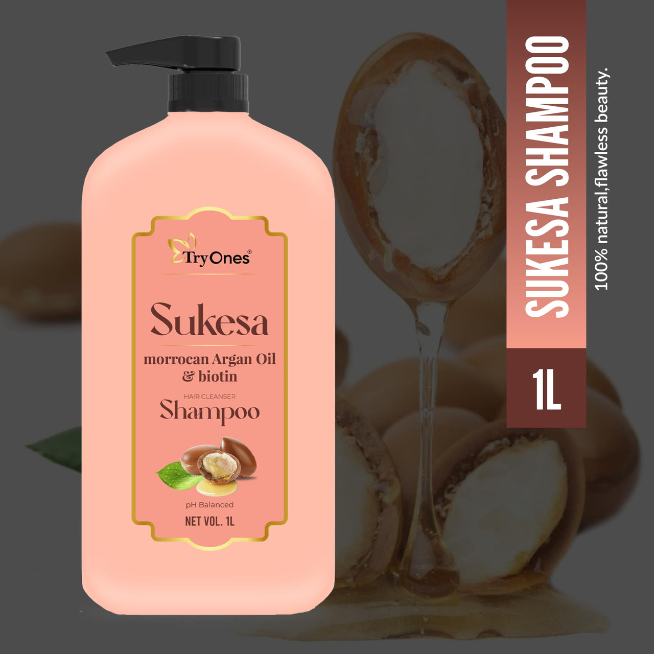TryOnes Sukesa Shampoo Morrocab Argan Oil & Biotin Hair Fall Control Shampoo for Men and Women 1000 ml