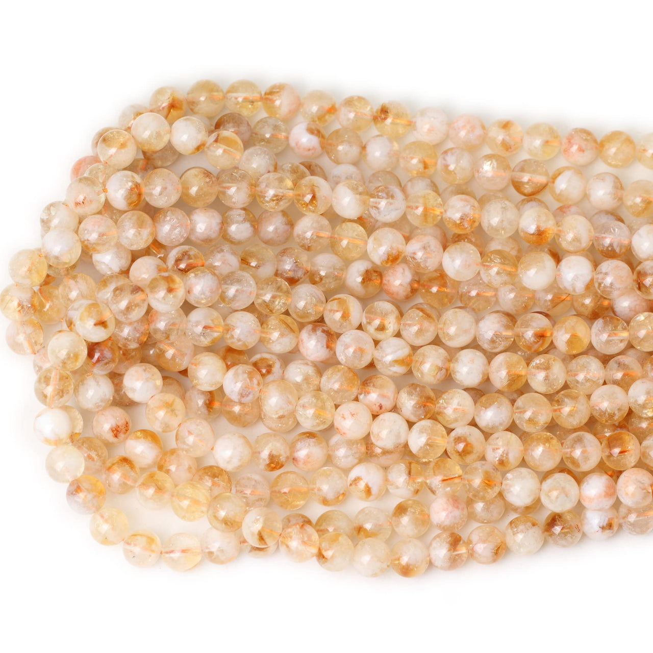 CHEAVIAN 45PCS 8mm Natural Yellow Feather Citrine Gemstone Round Loose Beads Crystal Energy Stone Healing Power for Jewelry Making 1 Strand 15"