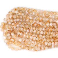 CHEAVIAN 45PCS 8mm Natural Yellow Feather Citrine Gemstone Round Loose Beads Crystal Energy Stone Healing Power for Jewelry Making 1 Strand 15