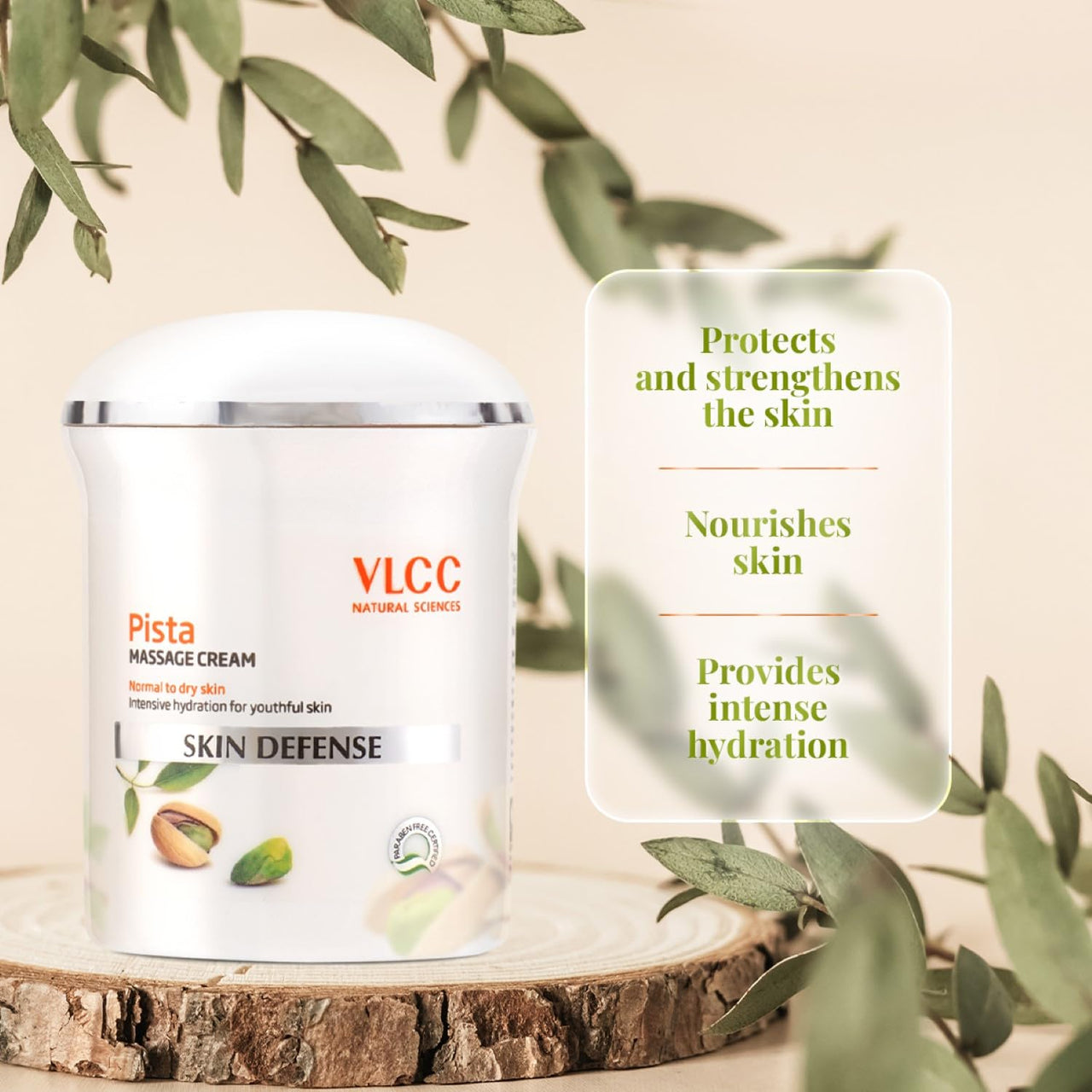 VLCC Pista Massage Cream 50g - For Intensive Hydration & Radiance | Improves Skin Complexion | Protects and Strengthens the Skin | Power of 10 Natural Extracts.