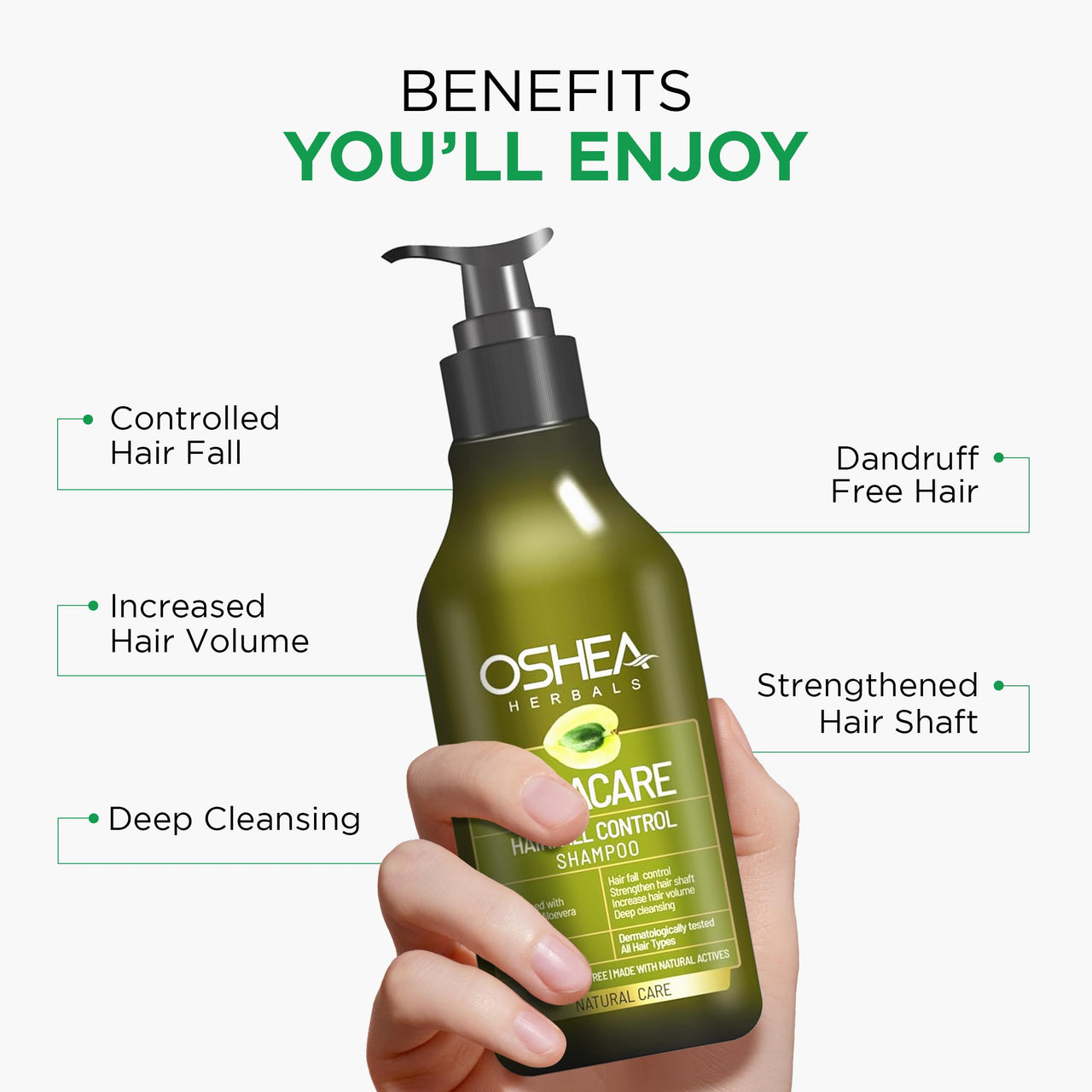 Oshea Herbals Amlacare Hairfall Control Shampoo for Men & Women | Strengthens Hair, Reduces Hairfall & Dandruff | Enriched with Aloe Vera & Amla Extracts - 500 ml