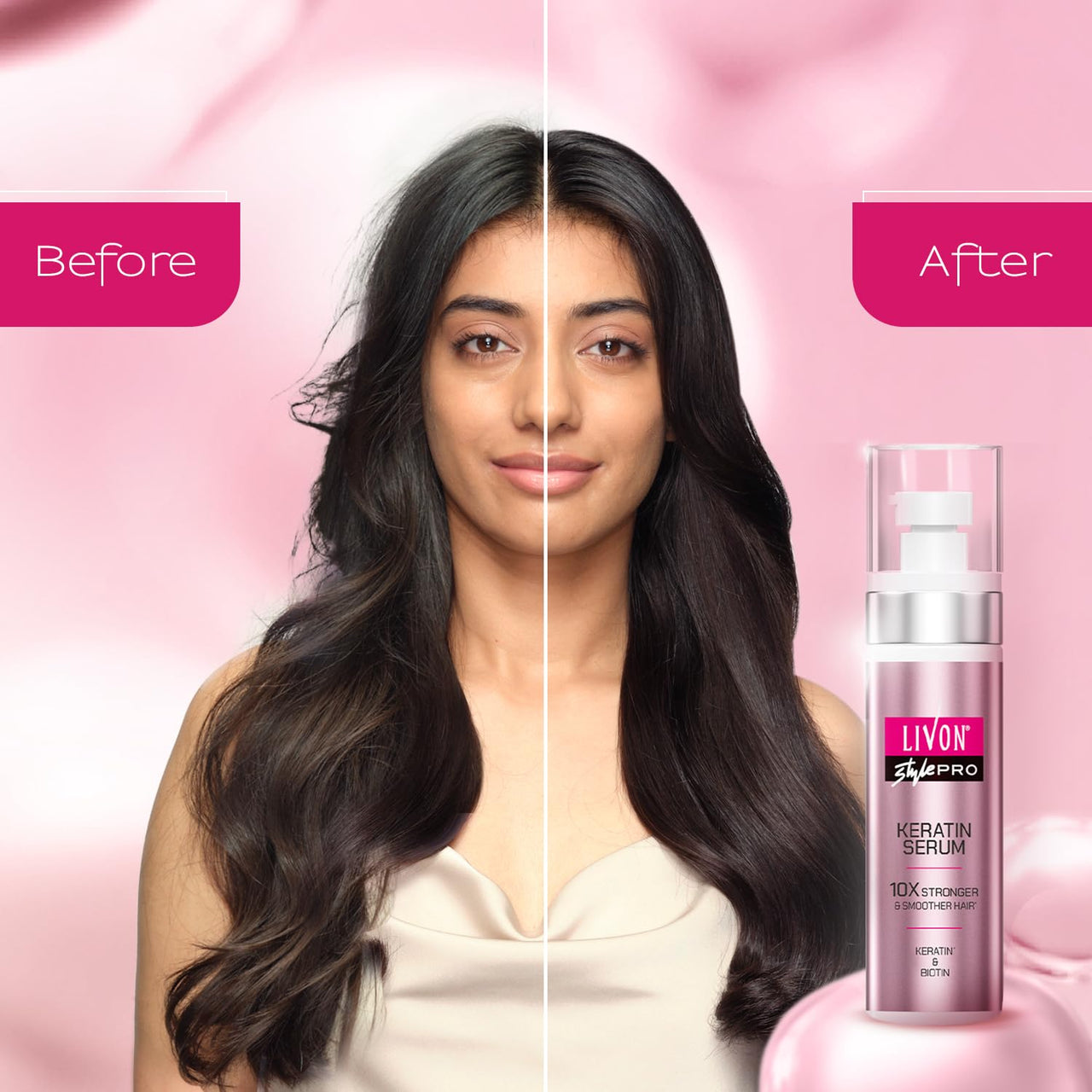 Livon Style Pro Keratin Hair Serum for Women | 10X Stronger & Smoother Hair| With Keratin & Biotin| All Hair Types| 100 ml