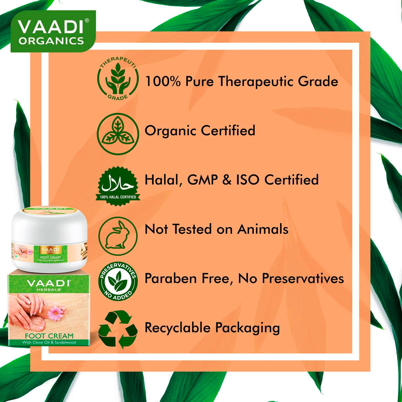Vaadi Herbals Foot Cream, Clove and Sandal Oil, 30g x 3