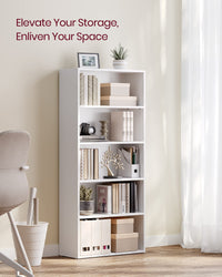 VASAGLE Bookshelf, 23.6 Inches Wide, 4-Tier Open Bookcase with Adjustable Storage Shelves, Floor Standing Unit, Cloud White ULBC164T14 1 Pack 4 Tiers (23.6